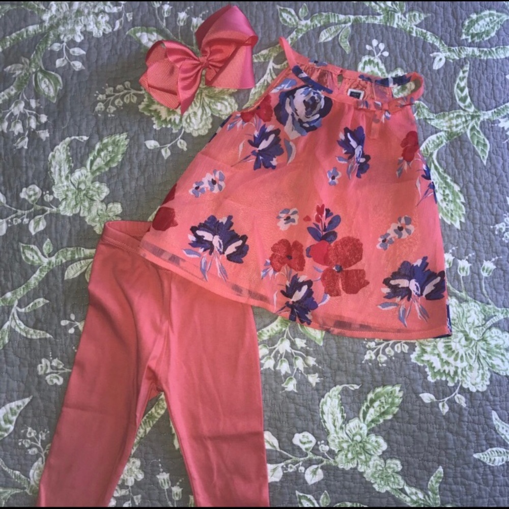 Coral Janie and Jack Tank and Leggings Set